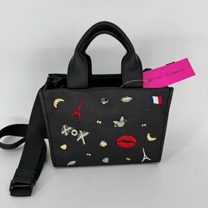 Betsey Johnson Nora Embossed Paris Charm Mini Tote Crossbody